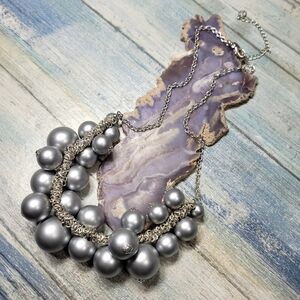 Buoux Terner Elegant Silver Beaded Necklace